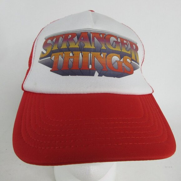 Netflix Stranger Things Snapback Trucker Hat Red Mesh Retro Style Baseball Cap - Picture 1 of 6